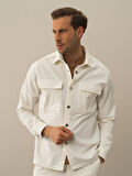 Xint Ekru Pamuk Dokulu Regular Fit Gömlek Ceket