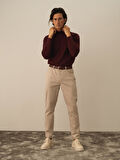 Xint Bej Pamuk Dokulu Slim Fit Pantolon