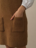 Xint Camel Lüks Pamuk Dokulu Oversize Elbise