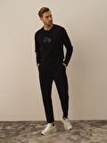 Xint Siyah Pamuk Dokulu Regular Fit Jogger Pantolon