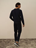 Xint Lacivert Pamuk Dokulu Slim Fit Pantolon