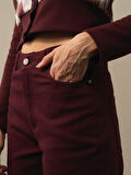 Xint Bordo Pamuk Dokulu Oversize Pantolon