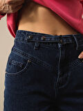 Xint Mavi Pamuk Dokulu Oversize Pantolon