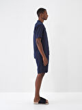 Lacivert Regular Fit Keten Gömlek