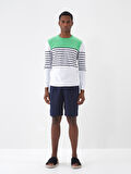 Lacivert Regular Fit Keten Şort
