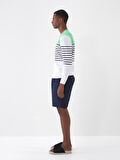 Lacivert Regular Fit Keten Şort