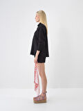 Siyah Oversize Keten Gömlek