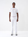 Beyaz Regular Fit Pamuklu Sweat Pantolon