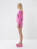Pembe Oversize Pamuklu Şort