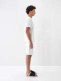 Beyaz Regular Fit Pamuklu Şort