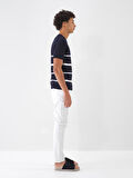 Beyaz Slim Fit Pamuklu Denim Jeans Pantolon