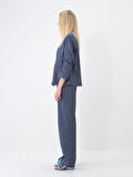 Lacivert Regular Fit Keten Ceket