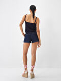 Lacivert Regular Fit Pamuklu Denim Şort