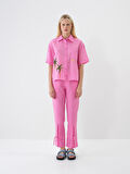Pembe Regular Fit Keten Pantolon