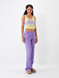 Lila Regular Fit Keten Pantolon
