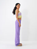 Lila Regular Fit Keten Pantolon