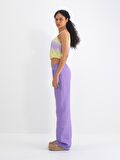 Lila Regular Fit Keten Pantolon