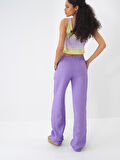 Lila Regular Fit Keten Pantolon