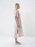 Naturel Oversize Keten Elbise