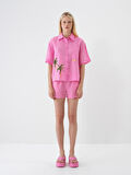 Pembe Oversize Keten Şort