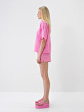 Pembe Oversize Keten Şort
