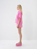 Pembe Oversize Keten Gömlek