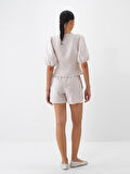 Naturel Regular Fit Keten Şort