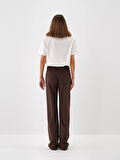 Xint Kahverengi Soft Touch Süet Görünüm Oversize Pantolon