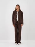 Xint Kahverengi Soft Touch Süet Görünüm Oversize Ceket