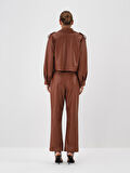 Xint Camel Deri Görünümlü Regular Fit Pantolon