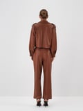 Xint Camel Deri Görünümlü Oversize Ceket