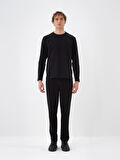 Xint Siyah Pamuk Dokulu Regular Fit Sweat Pantolon