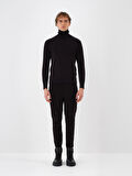 Xint Siyah Doğal Yün Dokulu Regular Fit Kazak
