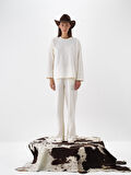 Xint Ekru Pamuk Dokulu Oversize Sweat Pantolon
