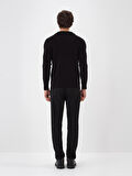 Xint Siyah Doğal Yün Dokulu Regular Fit Kazak