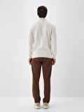 Xint Ekru Doğal Yün Dokulu Regular Fit Kazak