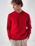 Xint Kırmızı Pamuk Dokulu Regular Fit Sweatshirt