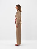 Xint Camel İpeksi Saten Regular Fit Pantolon
