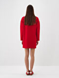 Xint Kırmızı Pamuk Dokulu Oversize Elbise