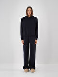 Xint Lacivert Pamuk Dokulu Oversize Sweat Pantolon