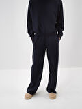 Xint Lacivert Pamuk Dokulu Oversize Sweat Pantolon