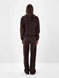 Xint Kahverengi Pamuk Dokulu Oversize Sweat Pantolon