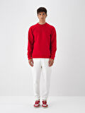 Xint Kırmızı Pamuk Dokulu Regular Fit Sweatshirt