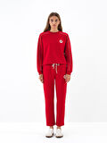 Xint Kırmızı Pamuk Dokulu Regular Fit Sweat Pantolon