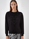 Xint Siyah Pamuk Dokulu Regular Fit Sweatshirt