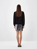 Xint Siyah Pamuk Dokulu Regular Fit Sweatshirt