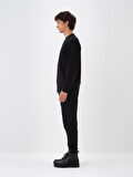 Xint Siyah Pamuk Dokulu Regular Fit Sweat Pantolon