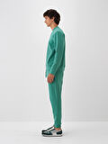 Xint Yeşil Pamuk Dokulu Regular Fit Sweat Pantolon