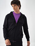 Xint Siyah Pamuk Dokulu Regular Fit Sweatmont