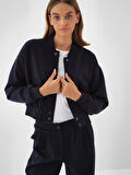 Xint Lacivert Pamuk Dokulu Oversize Sweatmont
